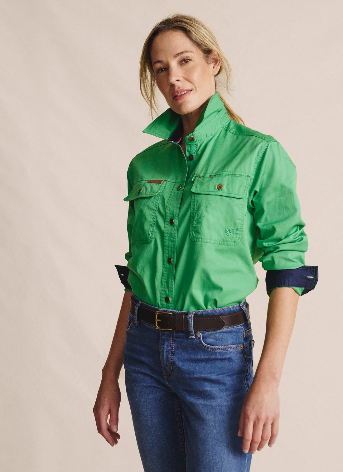 Spencer Full Placket Workshirt green