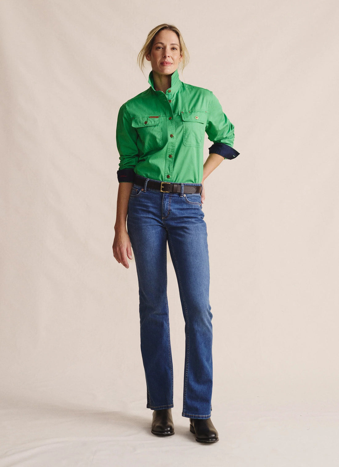 Spencer Full Placket Workshirt green