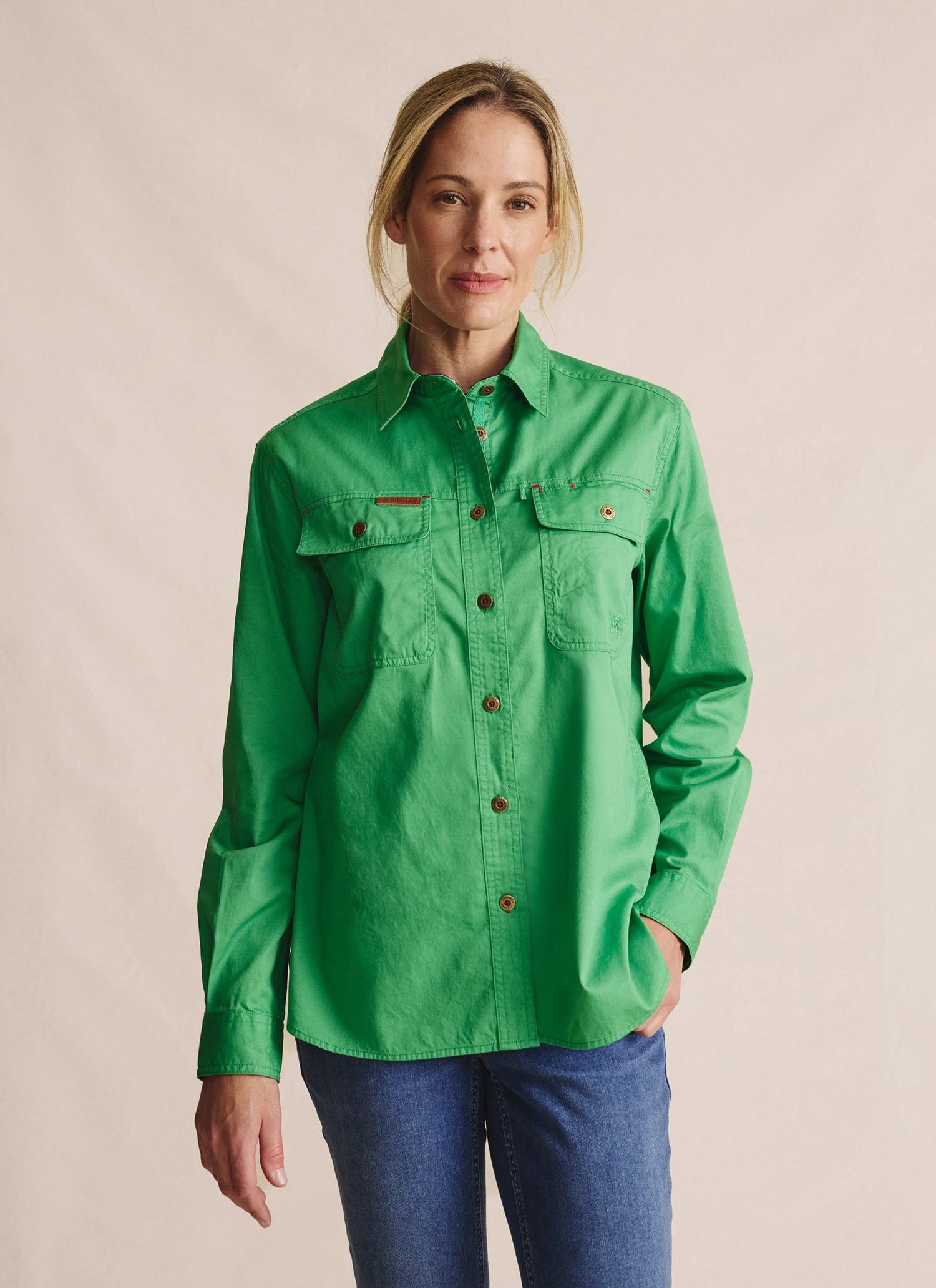 Spencer Full Placket Workshirt green