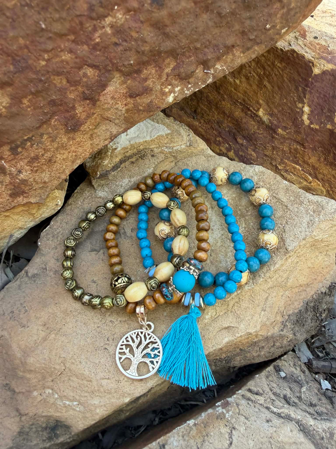 Teal Blue Tree of Life Bracelet