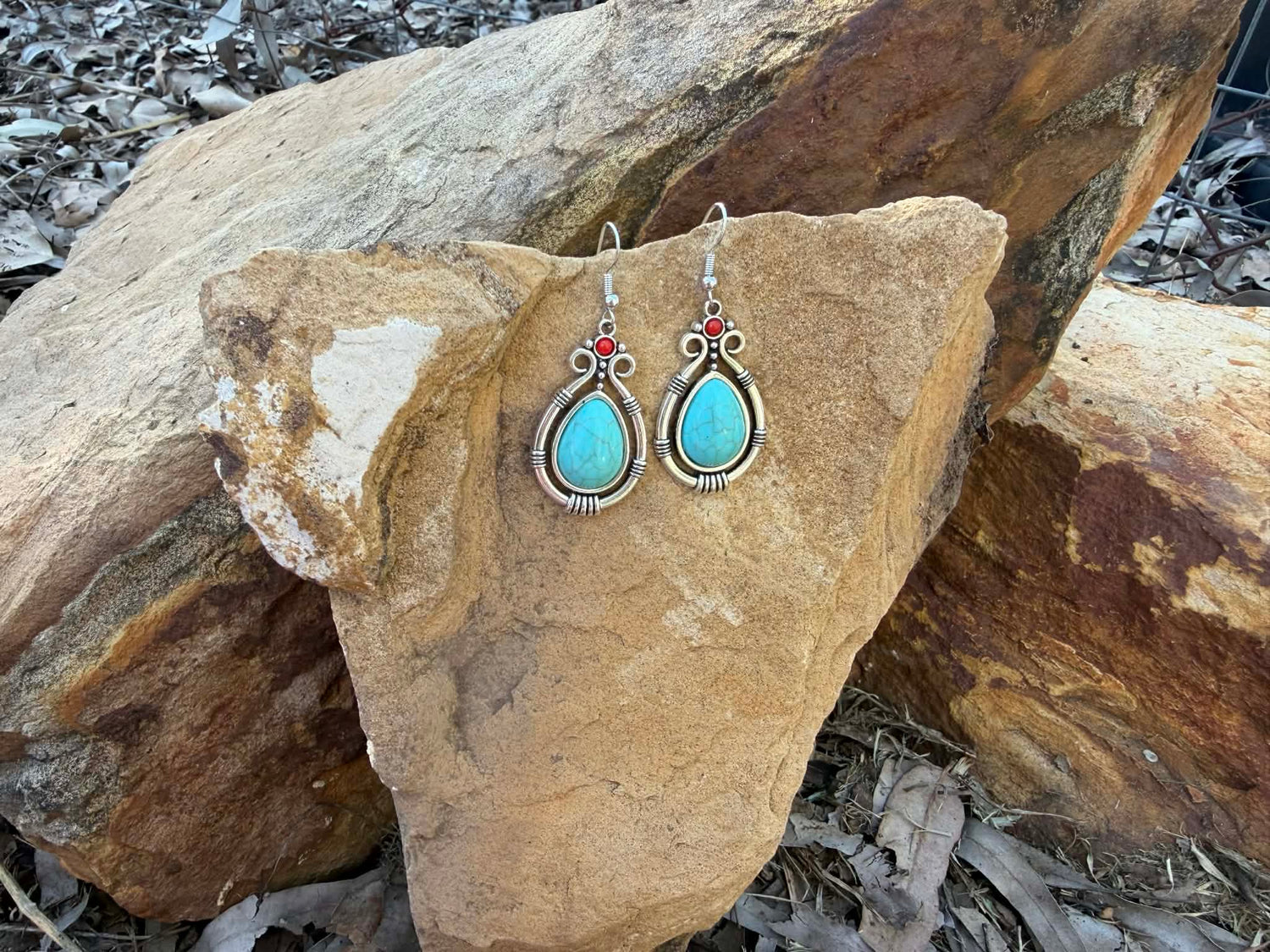 Turquoise Ember Earring Tassel drop Dangle