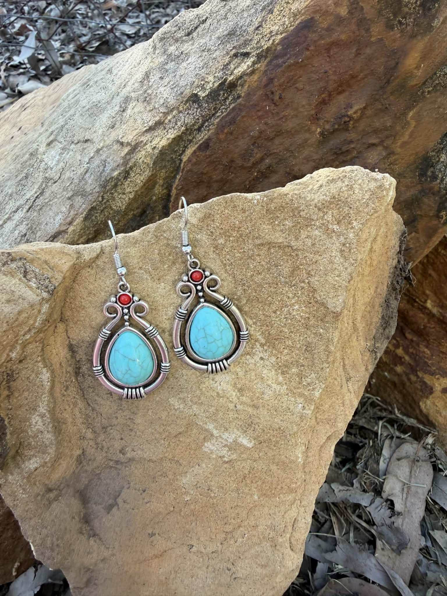 Turquoise Ember Earring Tassel drop Dangle