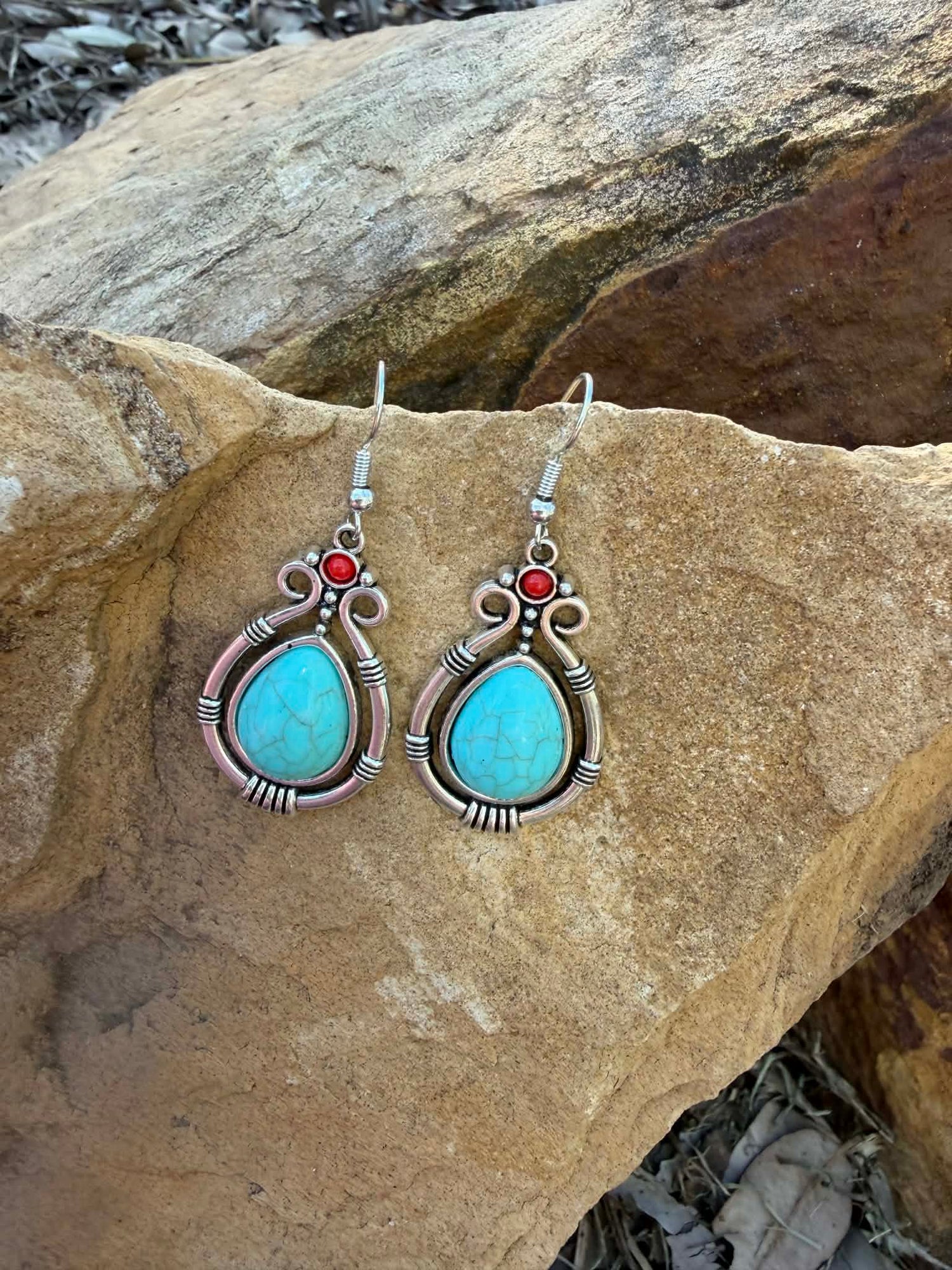 Turquoise Ember Earring Tassel drop Dangle