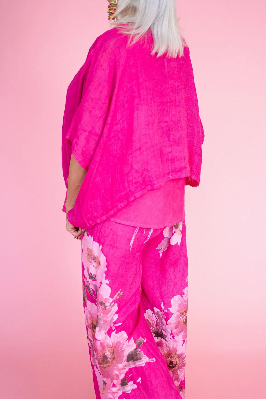 Tuscan Linen Top - fuschia