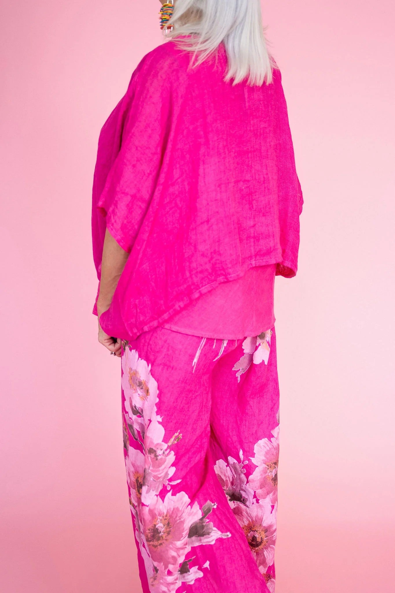 Tuscan Linen Top - fuschia