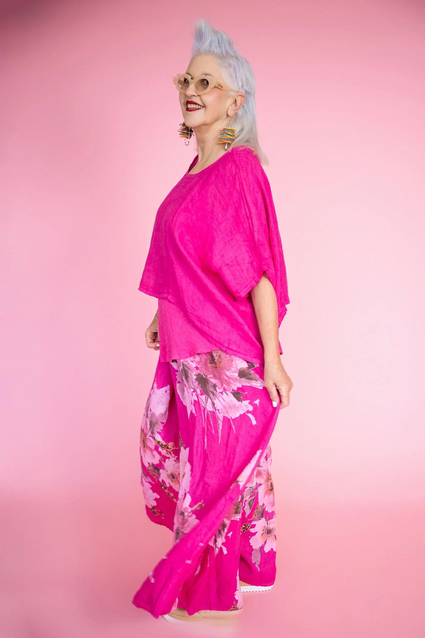 Tuscan Linen Top - fuschia