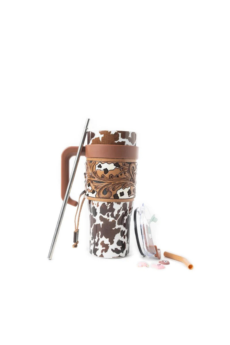 Wide Wyoming Tumbler in brown/white