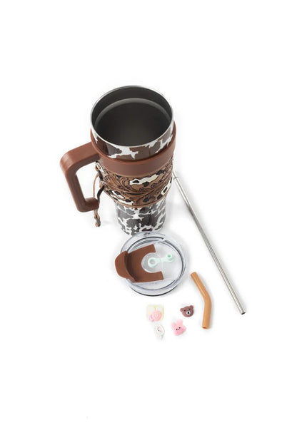 Wide Wyoming Tumbler in brown/white
