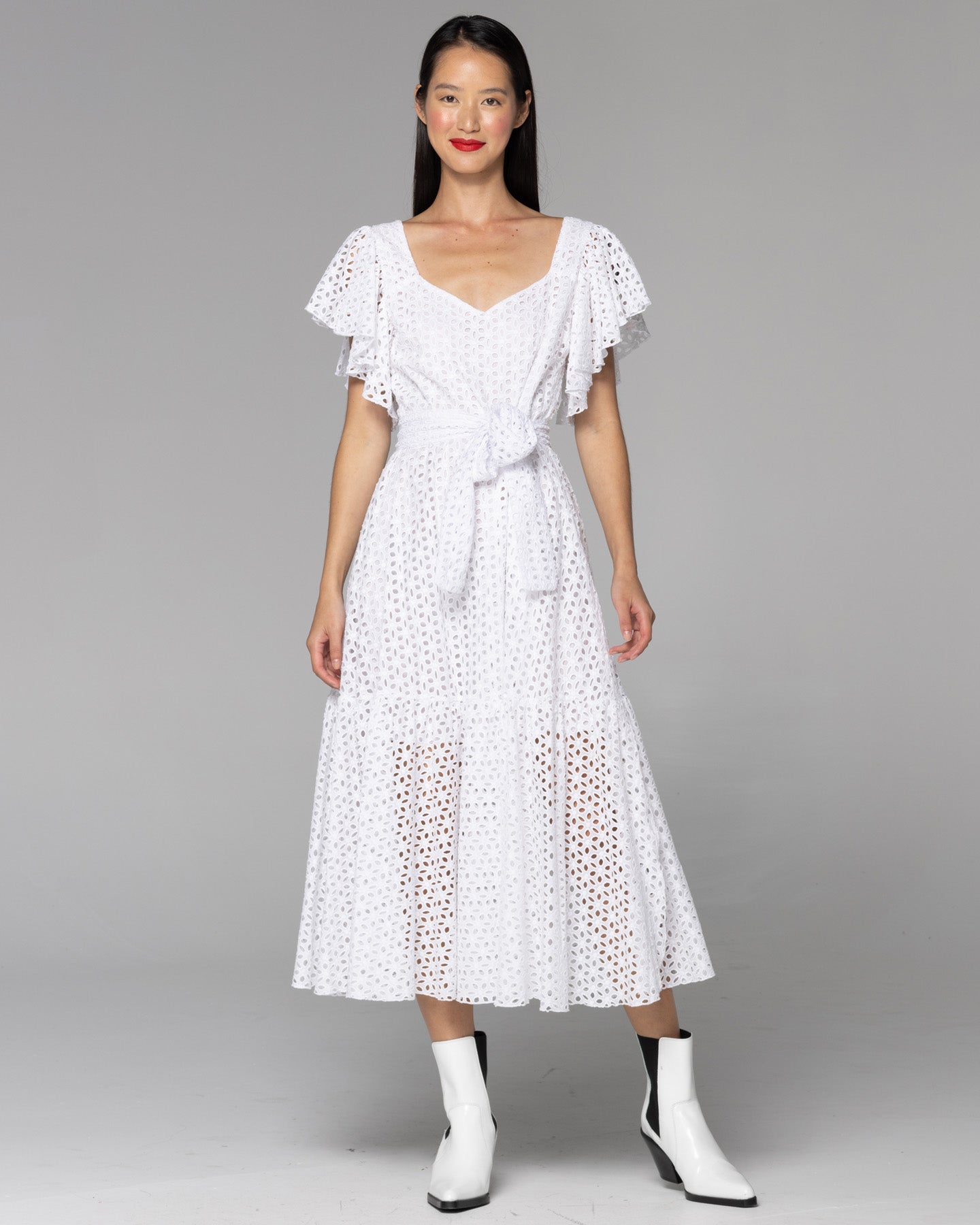 Dream Lover Broderie Midi Dress white